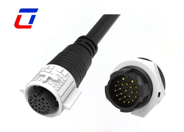 Conectores à prova d'água IP67 M19 de desconexão rápida fio a placa de 2+20 pinos para energia e sinal