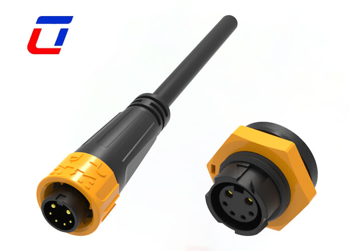 Conectores de Sinal e Alimentação M16 2+4 Pinos 300V 20A com Cabo Moldado IP67