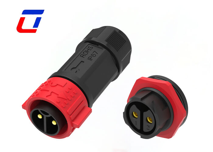 50A de alta corrente PA66 2 pin painel de montagem conector de energia Push Lock 600V conectores redondos